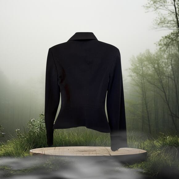 Parallel Black Asymmetrical Zip Moto Blazer Jacket Size 8 - Picture 2 of 7